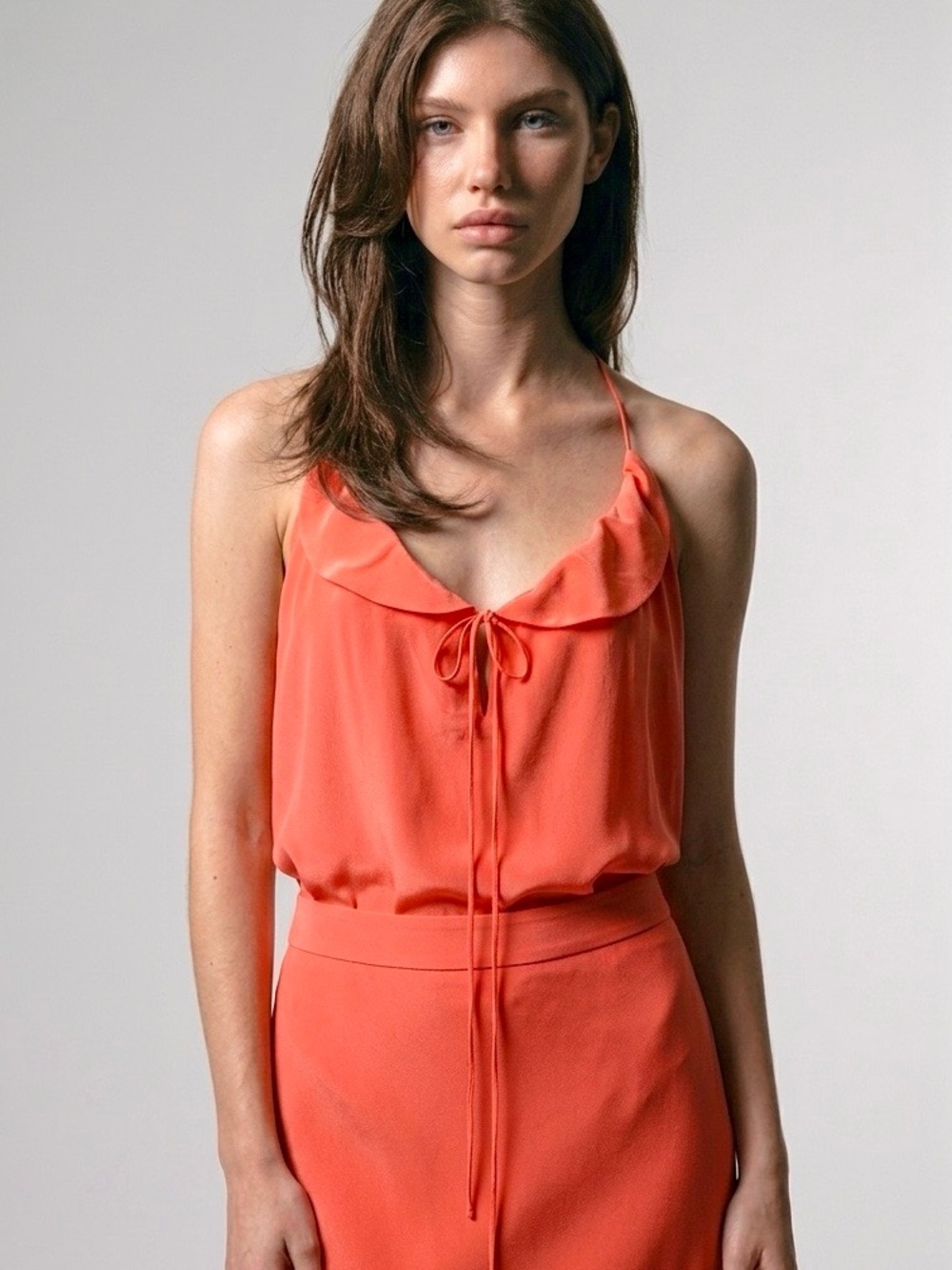 Marley 100% Silk Cami Blouse In Mango
